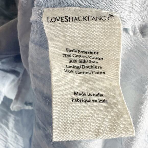 LoveShackFancy Risley Heather Blue Hand Dye Asymetrical Midi Dress Size Medium - Picture 7 of 9